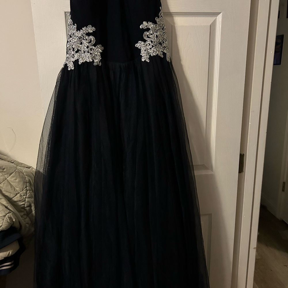 Elegant Midnight Blue and Silver Dress